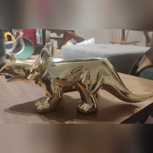 Anthropologie Dinosaur Gold Planter